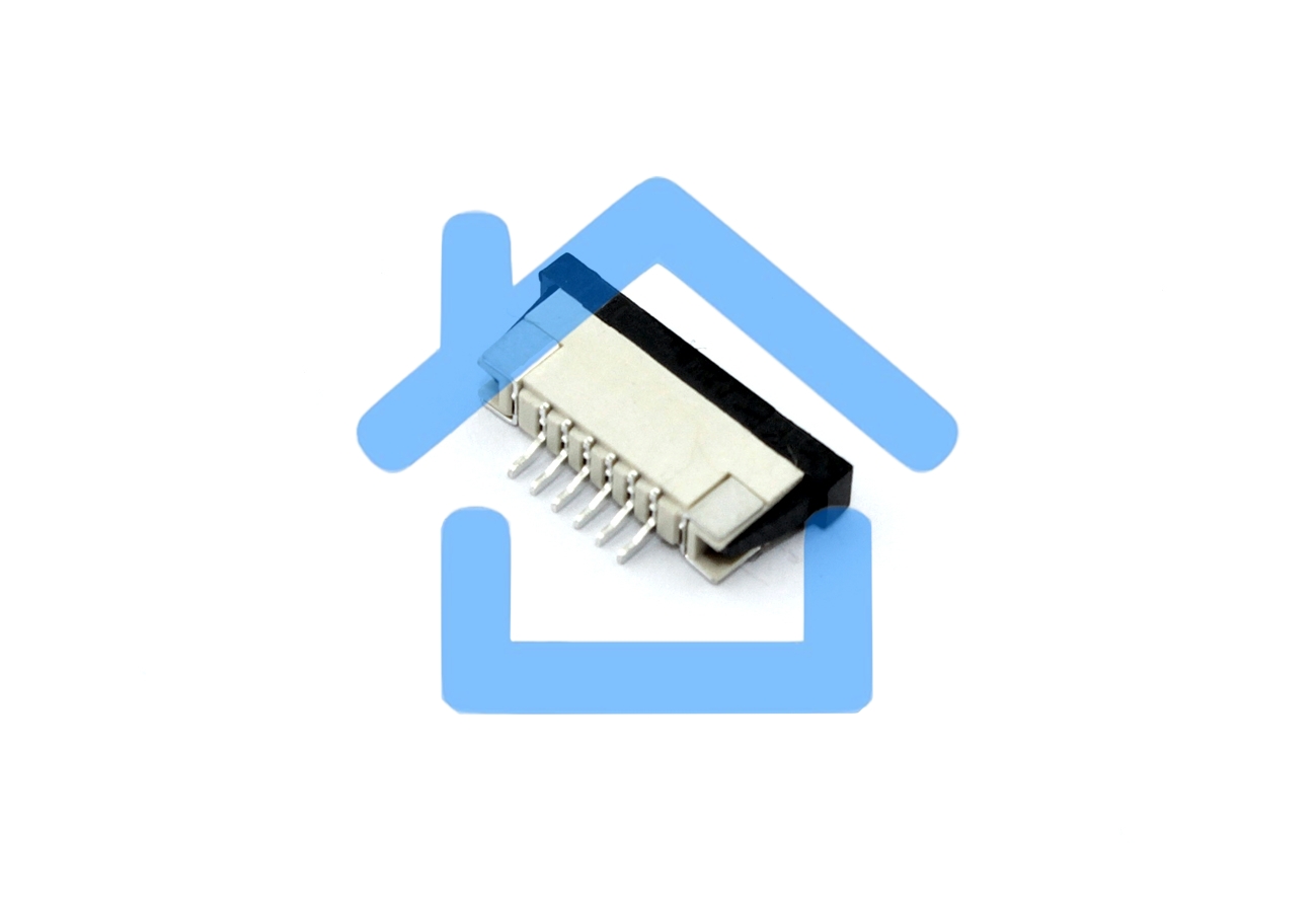 Разъем FPC Half Coverage Bottom Contact 1.0K-BX-6PWB 6 pin высота 2мм шаг 1мм