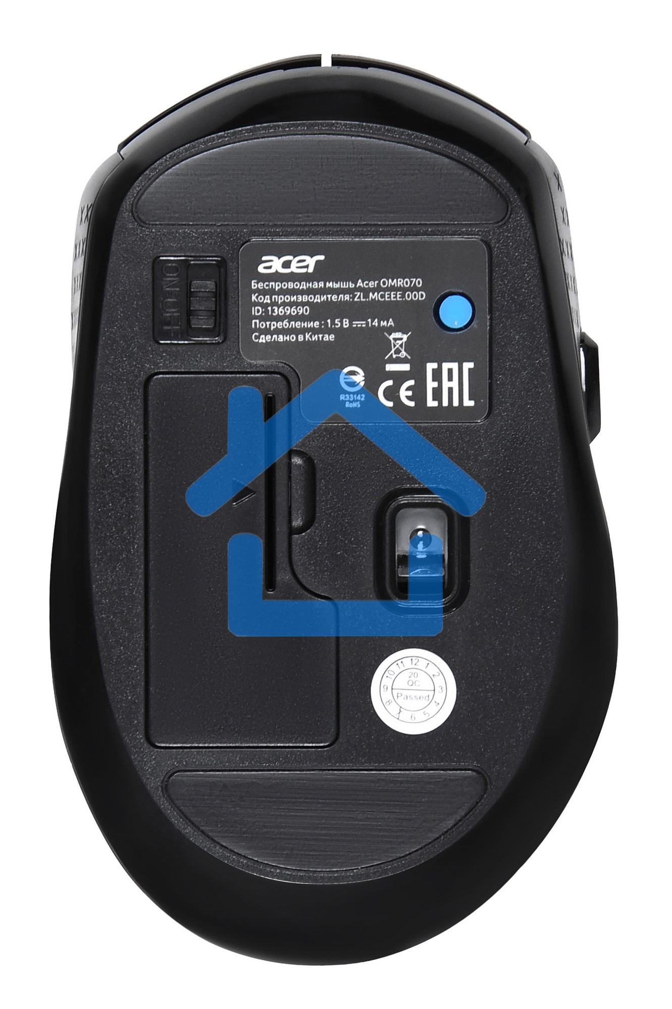 Мышь беспроводная Acer OMR070 черный, 1600 dpi, радиоканал, Bluetooth, USB, кнопки - 6