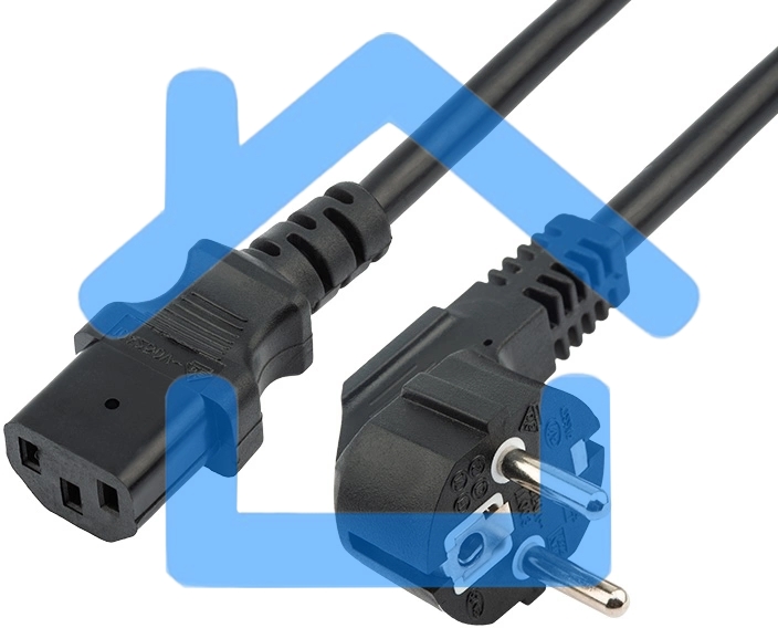 Шнур сетевой, евровилка угловая - евроразъем С13, кабель 3x0,75 мм², длина 3 метра (PE пакет) Rexant