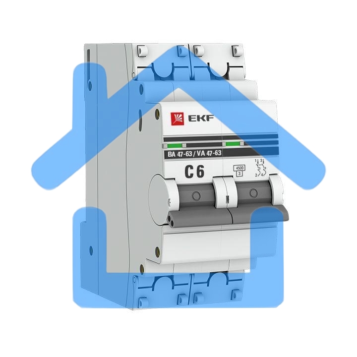 Выключатель автоматический модульный 2п C 6А 4.5кА ВА 47-63 PROxima EKF mcb4763-2-06C-pro