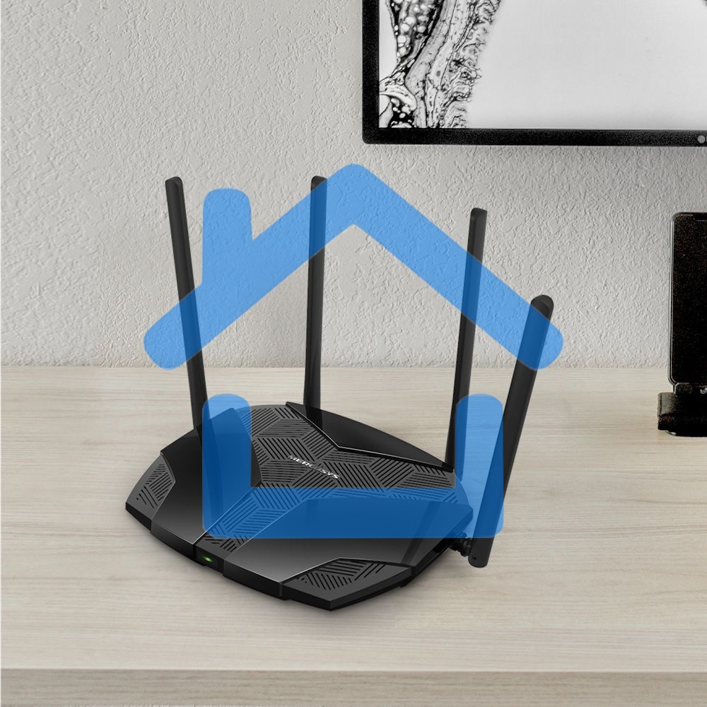Роутер Mercusys MR70X AX1800 Dual-Band WiFi 6 Router, 574 Mbps at 2.4 GHz + 1201 Mbps at 5 GHz,4× Fixed External Antennas, 3× Gigabit LAN Ports, 1× Gigabit WAN Port, 1024-QAM, OFDMA, Router/Access Point Mode, MU-MIMO, WPA3, TWT, BSS Color