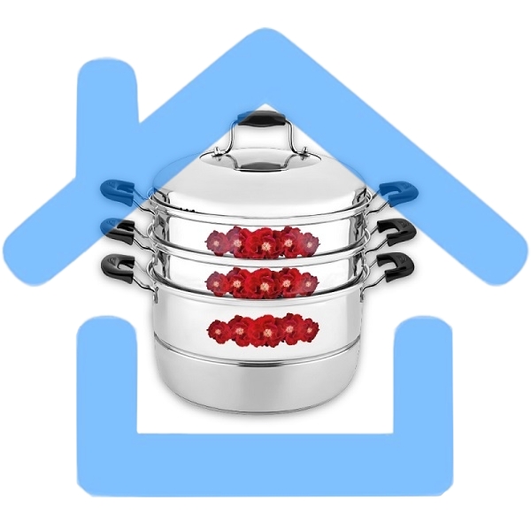 Мантоварка-пароварка LARA LR03-40 11,0л LR03-40 Мантоварка-пароварка LARA (нерж) 28x31см, 11л, 3 СЕКЦИИ + КРЫШКА с окном, сталь 0,5 мм