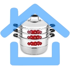 Мантоварка-пароварка LARA LR03-40 11,0л LR03-40 Мантоварка-пароварка LARA (нерж) 28x31см, 11л, 3 СЕКЦИИ + КРЫШКА с окном, сталь 0,5 мм