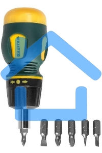 Набор KRAFTOOL 26190-H7 отвертка реверсивная с битами SL3/5/6мм PH1/2/3 7шт