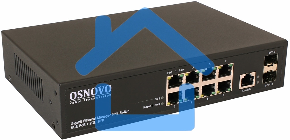Коммутатор Osnovo SW-80802/L(150W) 8G 2SFP 8PoE+ 150W управляемый