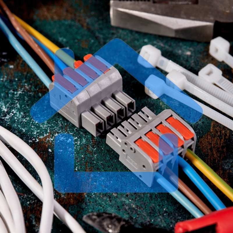 Клемма СМК 222-424R проходная разъемная 4 полюса серая 0,2-2,5/4мм² (20 шт/уп) Rexant