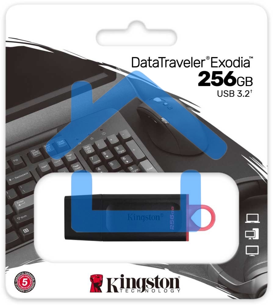 Флешка USB R/W Kingston 256Gb USB3.2 Gen1 DataTraveler Exodia (Black + Pink)