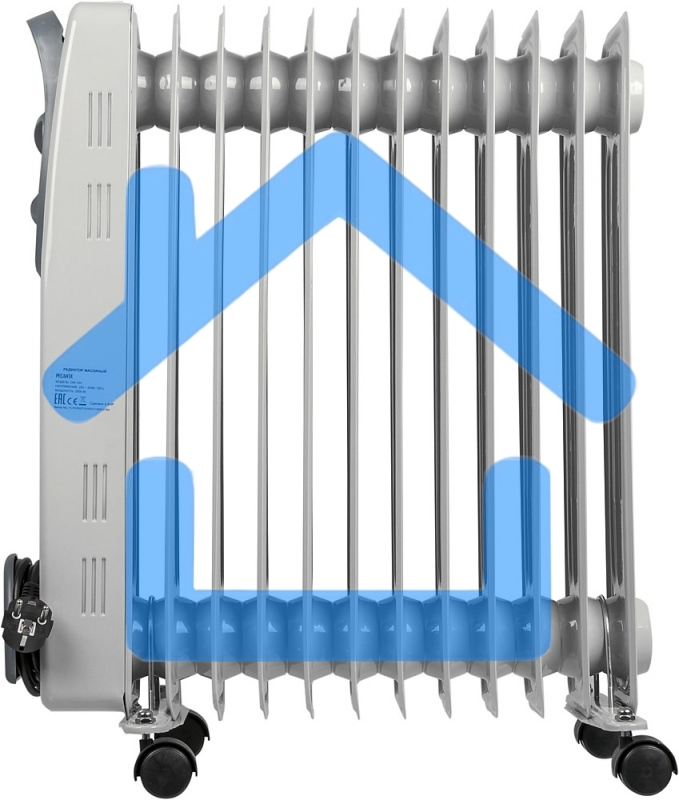 Обогреватель масляный Ресанта ОМ-12Н (11 секций) белый, 2500 Вт, 25 м2, термостат