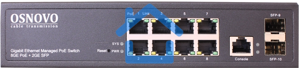 Коммутатор Osnovo SW-80802/L(150W) 8G 2SFP 8PoE+ 150W управляемый