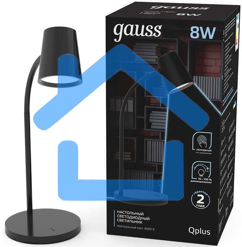 Светильник настольный Qplus модель GTL603 8W 600lm 4000K 170-265V черный диммируемый LED 1/8