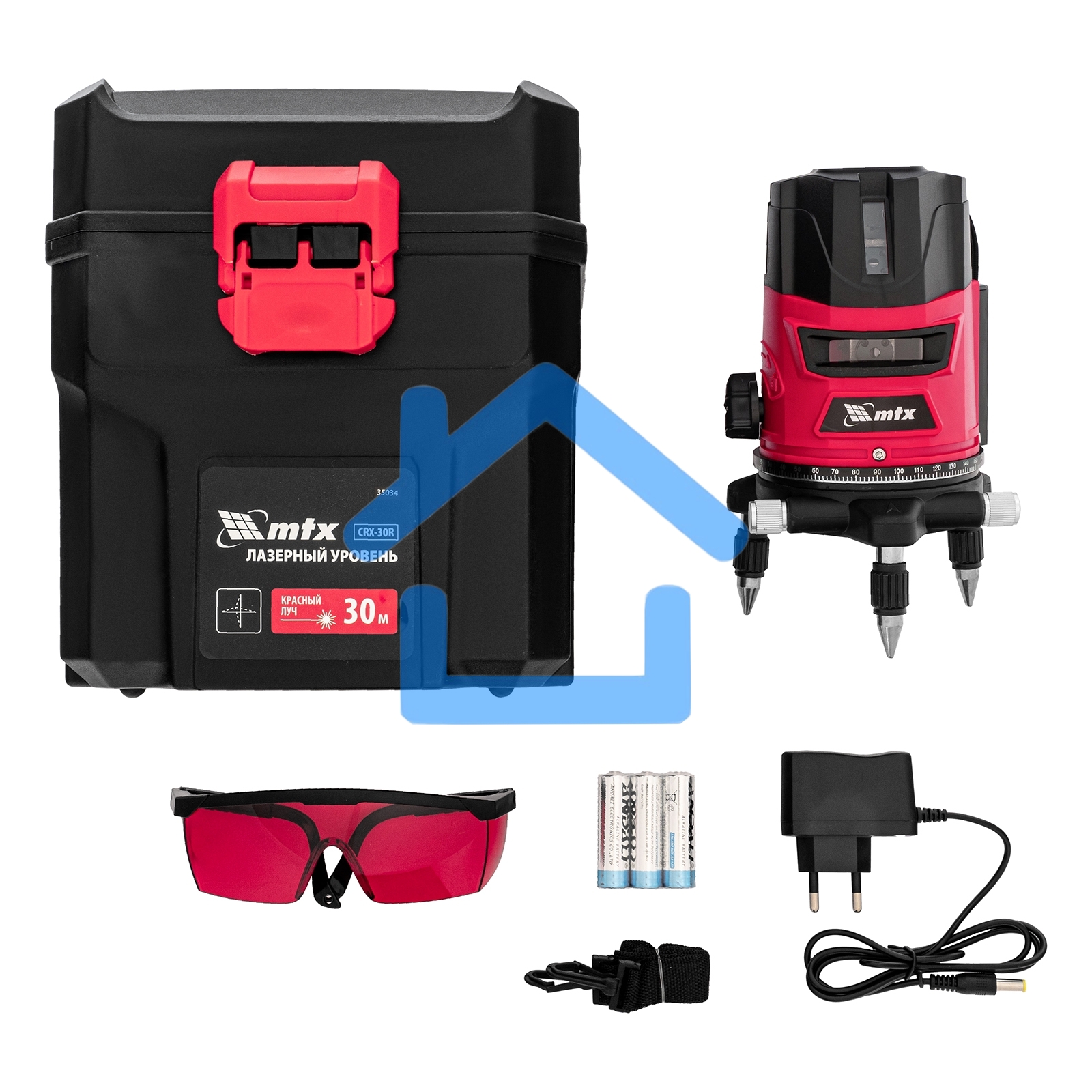 Лазерный уровень CRL-30R, 30 м, красный луч, батарейки, резьба 5/8