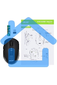 Мышь беспроводная Acer OMR070 черный, 1600 dpi, радиоканал, Bluetooth, USB, кнопки - 6