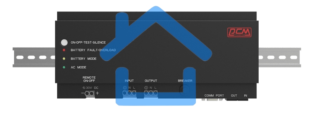 Источник бесперебойного питания Powercom DRU 850VA/510W, DIN Rail, 230V, RS-232, 2 year warranty (1114019)