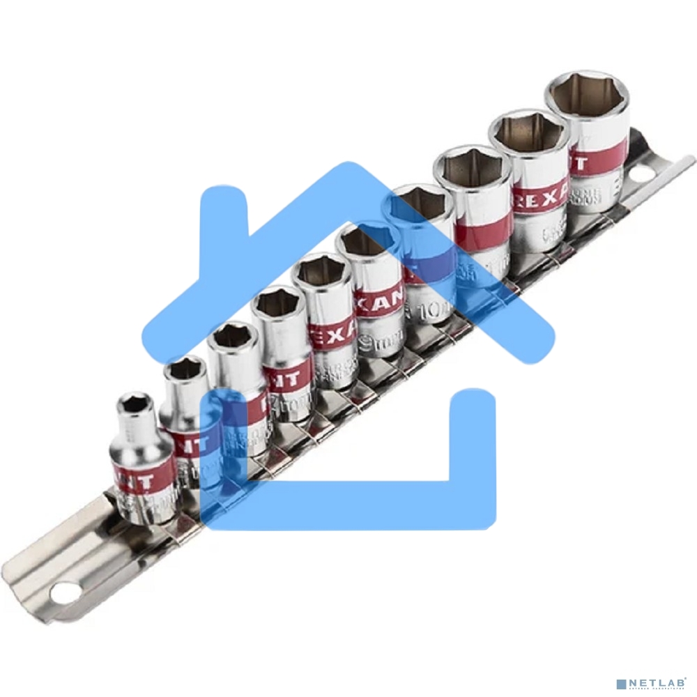 Набор торцевых головок Rexant 12-8316, 1/4, шестигранные, CrV, 10 шт., 4-13 мм