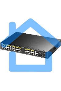 Коммутатор Cudy FS1026PS1, (L2) 24x100Мбит/с 2x1Gbит/с, 1SFP, 24PoE, 24PoE+ 300W, неуправляемый