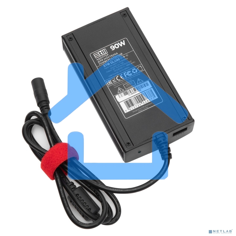Адаптер для ноутбуков STM Dual DLU90, 90W, EU AC power cord& Car Cigaratte Plug, USB(2.1A)