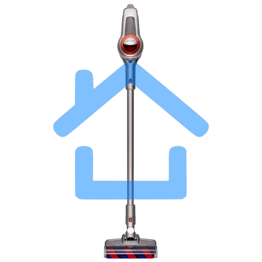 Пылесос вертикальный Sharp ECSB72RS серебристый/красный, питание от аккумулятора, 95 Вт, уборка сухая, пылесборник 1 л, работа от АКБ max 36 мин