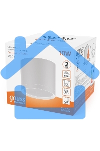 Светильник Gauss HD025 led накладной с рассеивателем 10w белый 3000k 88х75мм 1/30