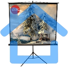 Экран 150x150см TriScreen 1:1 напольный рулонный белый84' Matt White (MW), черный корпус