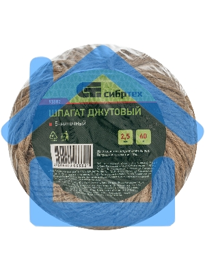 Шпагат джутовый Сибртех 93882 2800 текс, 2,5 мм, L 60 м, 5-ниточный, Россия