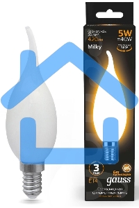 Лампа светодиодная Gauss Filament Свеча на ветру E14 5Вт 2700К OPAL