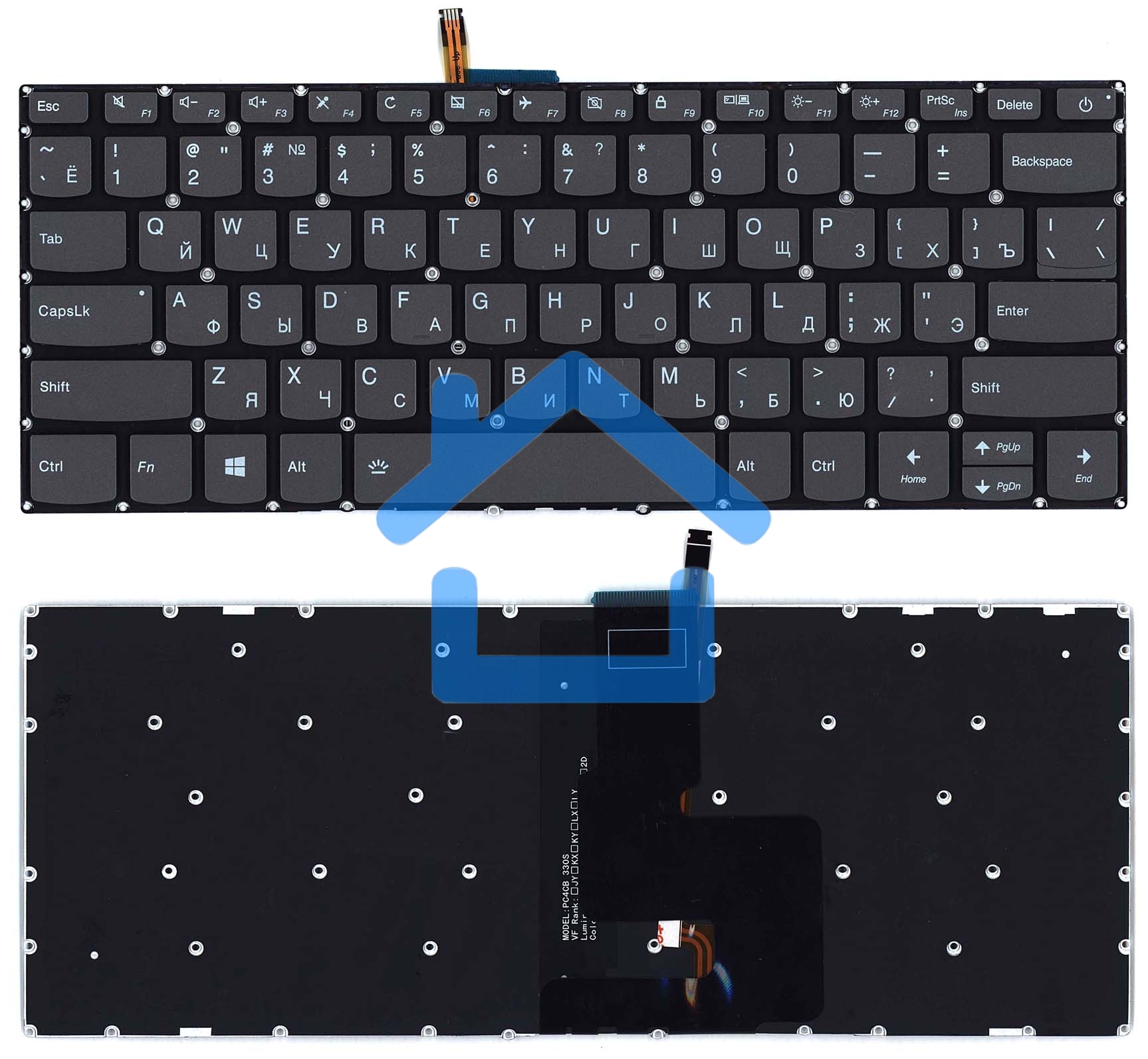 Клавиатура для ноутбука Lenovo 320-14IKB черная с подсветкой