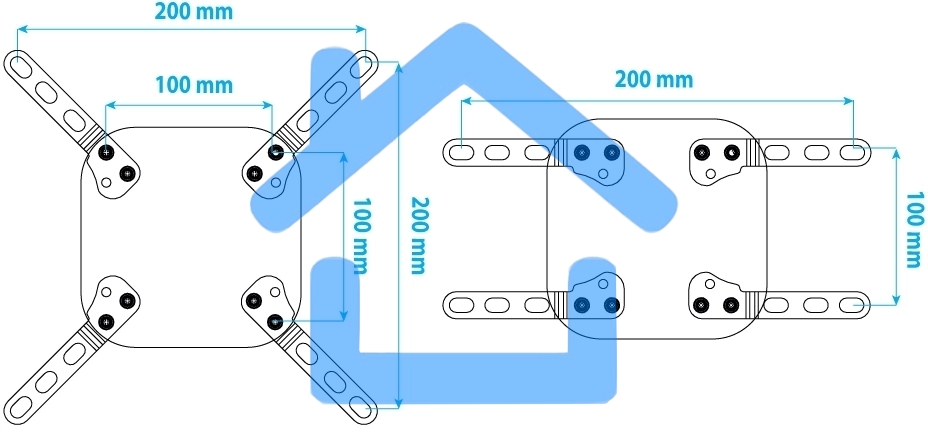 Удлинитель для кронштейнов Kromax ADAPTER-200, черный, 80 шт/уп, Адап. стал. унив. для TV, max VESA 200x200 мм., max вес 20 кг.