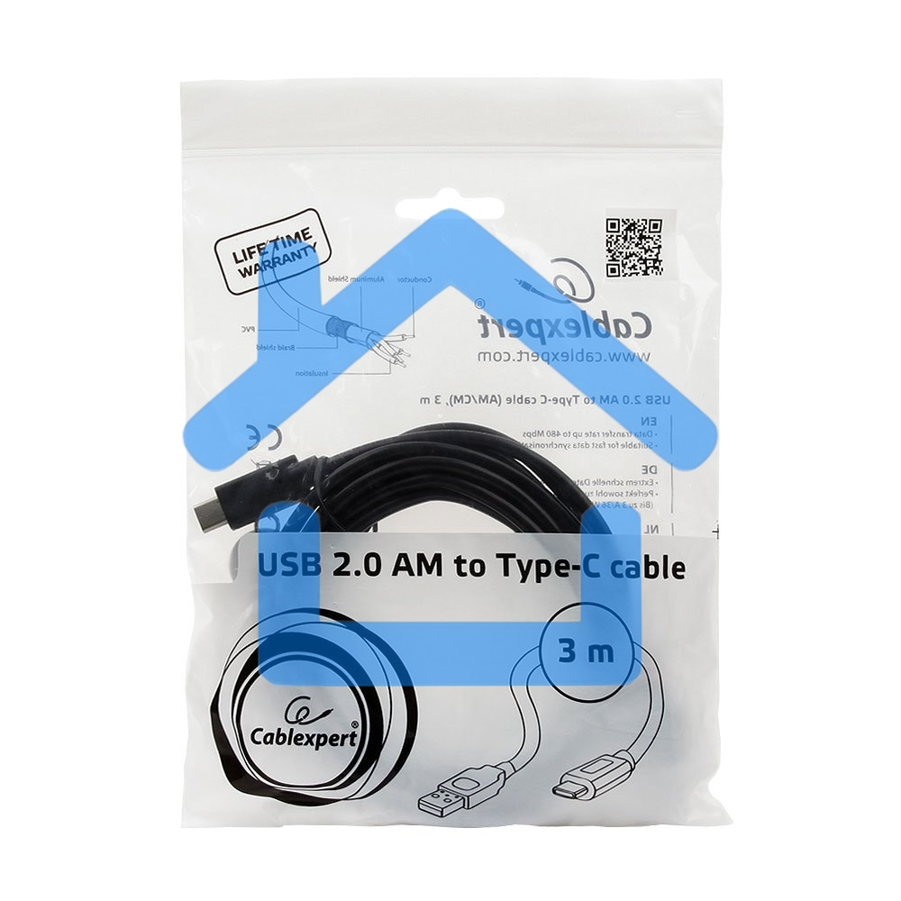 Кабель Cablexpert CCP-USB2-AMCM-10 USB2.0 AM/USB3.1TypeC, 3м, 