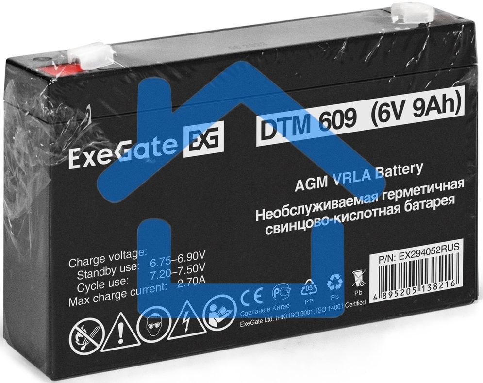 Аккумуляторная батарея ExeGate DTM 609 (6V 9Ah, клеммы F1)