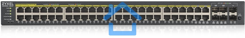Коммутатор ZYXEL GS1920-48HPv2 Hybrid Smart switch PoE+ Zyxel Nebula Flex, 44xGE PoE+, 4xCombo (SFP/RJ-45 PoE+), 2xSFP, budget PoE 375W, Standalone / cloud management