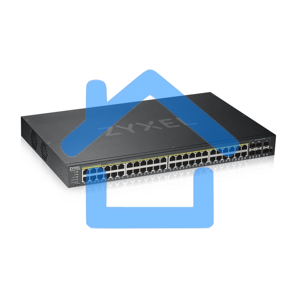 Коммутатор ZYXEL GS1920-48HPv2 Hybrid Smart switch PoE+ Zyxel Nebula Flex, 44xGE PoE+, 4xCombo (SFP/RJ-45 PoE+), 2xSFP, budget PoE 375W, Standalone / cloud management