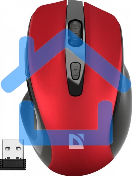 Мышь беспроводная Defender Prime MB-053 красный, 1600 dpi, радиоканал, USB, кнопки - 6