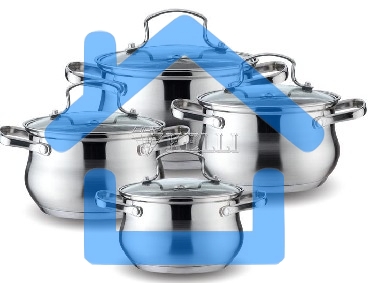 Набор посуды KELLI KL-4208 8 пред.(Кастрюля с жаропрочной стекл. крышкой 2.1л. Кастрюля с жаропрочной стекл. крышкой 3л. Кастрюля с жаропрочной стекл. крышкой 4л. Кастрюля с жаропрочной стекл. крышкой 6.5л. Высококачественная нержавеющая сталь 18/10. 5-ти