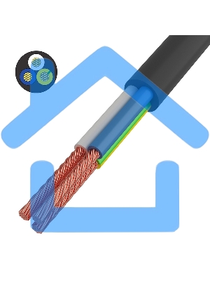 Провод соединительный ПВС 3x1,5 мм², черный, длина 10 метров, ГОСТ 7399-97 Rexant