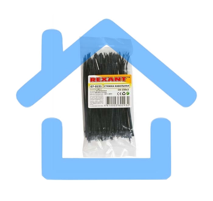 Хомут кабельный Rexant 07-0151 2.5х150 нейл. черный (уп.100 шт)