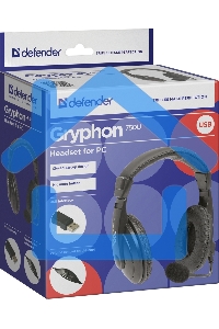 Гарнитура Defender Gryphon 750U USB, черный, 1.8м кабель