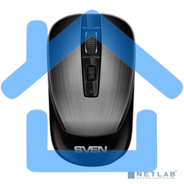 Мышь беспроводная SVEN RX-380W серый металлик, 1600 dpi, радиоканал, USB, кнопки - 4