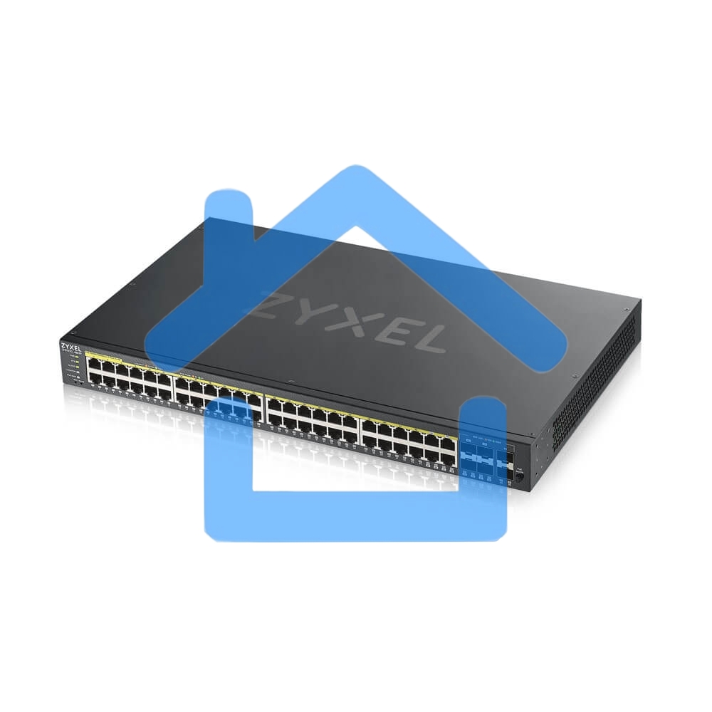 Коммутатор ZYXEL GS1920-48HPv2 Hybrid Smart switch PoE+ Zyxel Nebula Flex, 44xGE PoE+, 4xCombo (SFP/RJ-45 PoE+), 2xSFP, budget PoE 375W, Standalone / cloud management