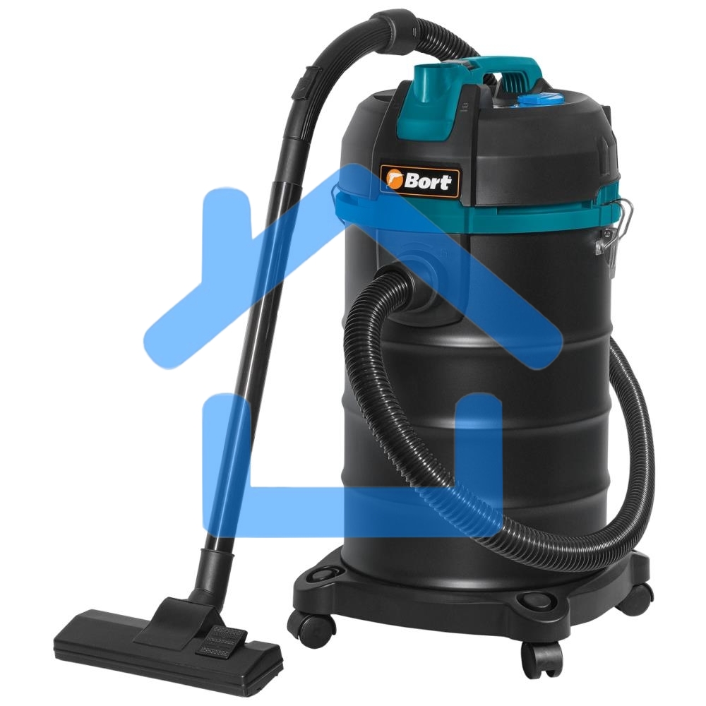 Пылесос профессиональный Bort BSS-1530 черный, 300/1500 Вт, уборка влажная/сухая, пылесборник мешок/контейнер 30л