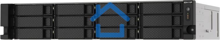 Сетевое хранилище без дисков SMB QNAP TS-1273AU-RP-8G NAS 12 HDD trays, 2x 2.5 GbE, rackmount, 2 PSU. 4-core AMD V1500B2,2 GHz, RAM 8 Gb (8 Gb UDIMM DDR4 (1 x 8 Gb) up to 32 Gb (2 x 16 Gb)). W/o rail kit RAIL-B02