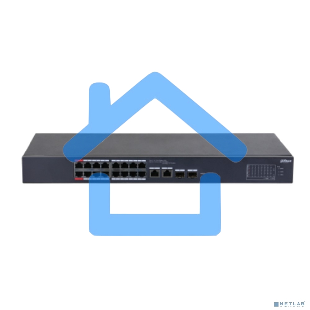 Коммутатор Dahua DH-CS4218-16ET-240 (L2) 16x100Мбит/с 2xКомбо(1000BASE-T/SFP) 2SFP 16PoE 240W управляемый
