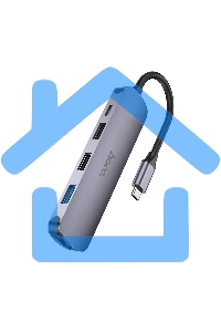 Разветвитель USB-C Hoco HB27 4порт. серый