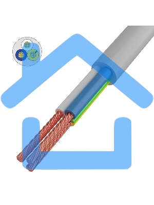 Провод соединительный ПВС 3x1,0 мм², белый, длина 50 метров, ГОСТ 7399-97 Rexant