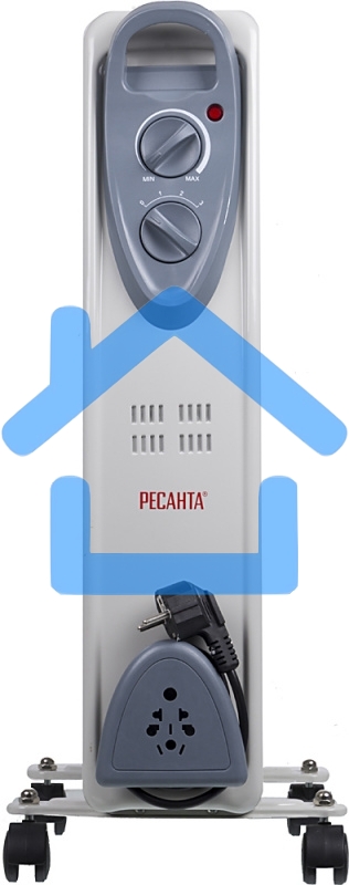 Обогреватель масляный Ресанта ОМ- 9Н (9 секций), белый, 2000 Вт, 20 м2, термостат 67/3/8