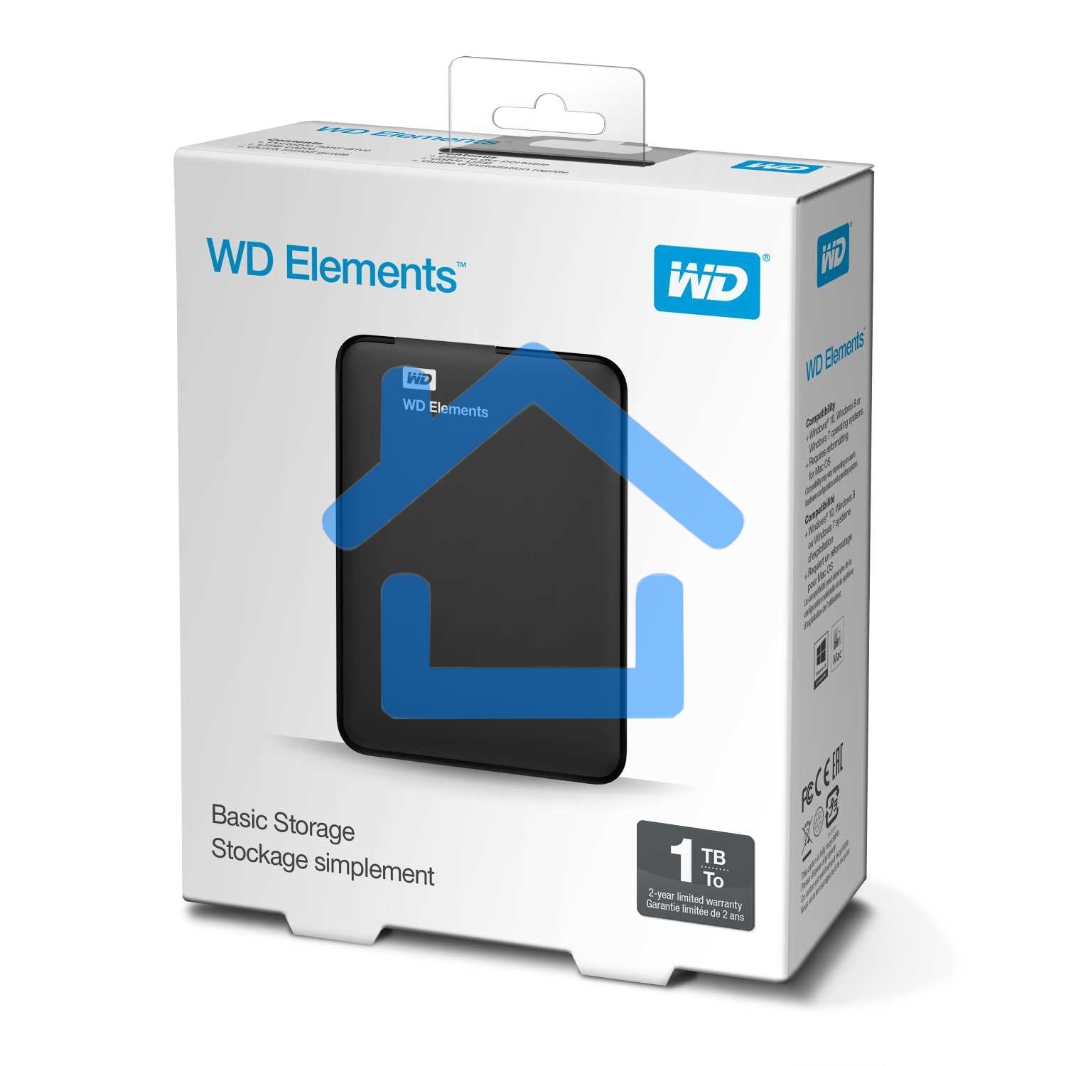 Внешний жесткий диск HDD WD 1Tb Original USB 3.0 WDBUZG0010BBK-WESN Elements Portable 2.5