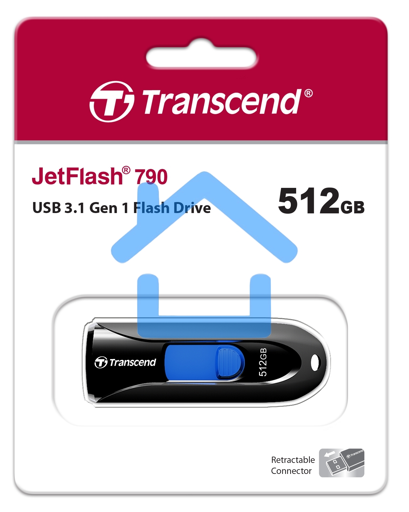 Флешка USB R/W Transcend 512Gb Jetflash 790 TS512GJF790K USB3.0 черный