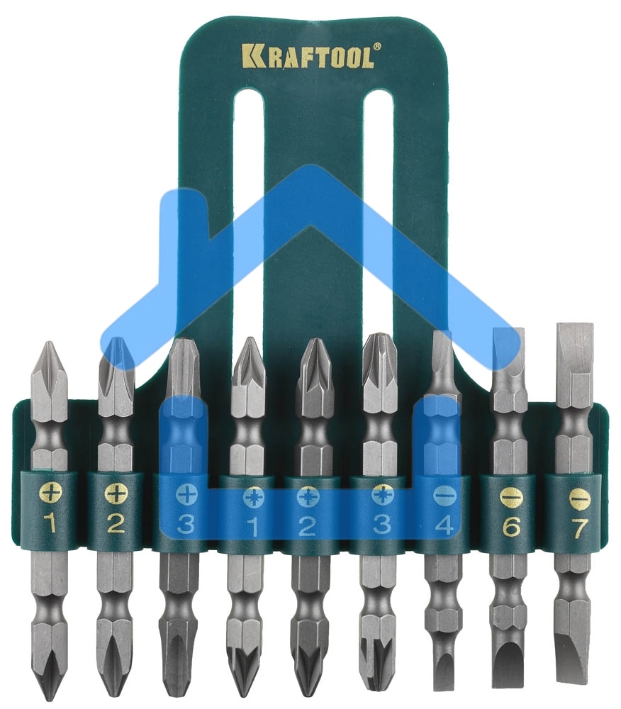 Набор KRAFTOOL Биты двухсторонние, в пласт. держателе, Cr-V, 9 предметов