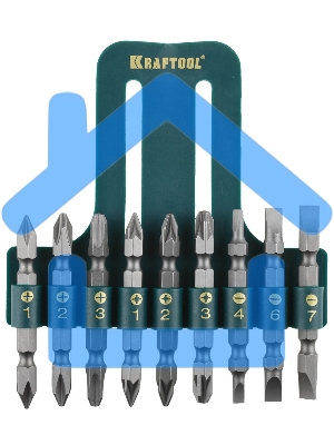 Набор KRAFTOOL Биты двухсторонние, в пласт. держателе, Cr-V, 9 предметов