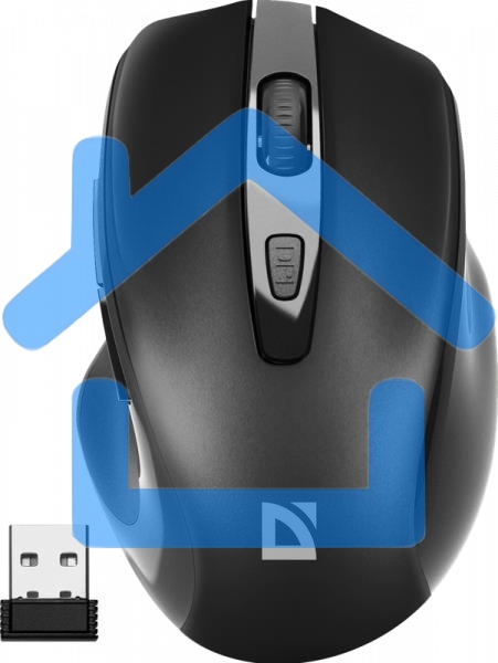 Мышь беспроводная Defender Prime MB-053 черный, 1600 dpi, радиоканал, USB, кнопки - 6