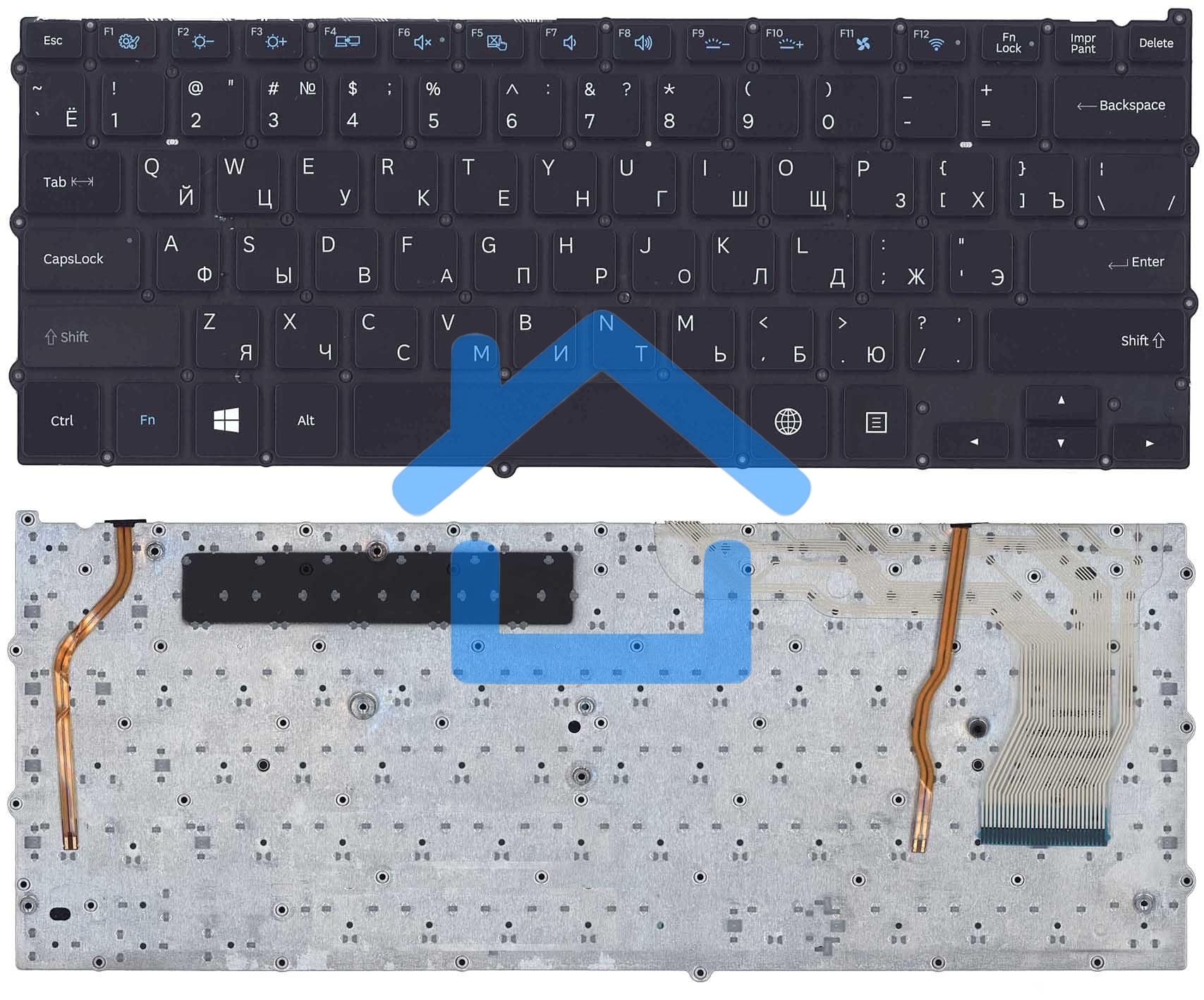 Клавиатура для ноутбука Samsung NP940X3G, черная с подсветкой
